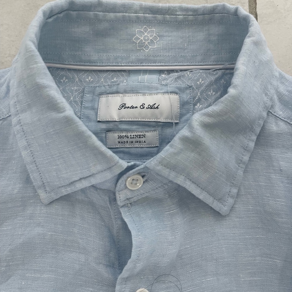 Porter & Ash Bundle 2 100% Linen Button Ups Size Medium Color Baby Blue - Picture 9 of 14